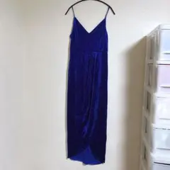 Lulus 【M】ルルズ ベルベット キャミソール ロングドレス ブルー
