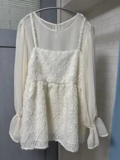 しまむら まりえ marie ビスチェ+シアートップスセット ホワイト白 Ｌ