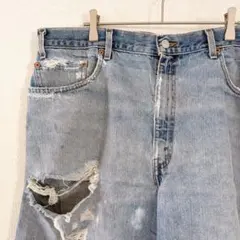激レア✨️W40 リーバイス 550 デニム ハーフパンツ 極太 クラッシュ