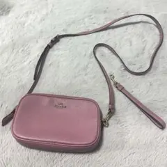 美品 COACH コーチ ピンク ダブルジッパー ファスナー ショルダーバッグ