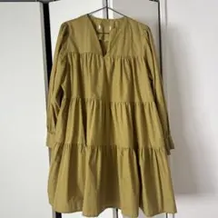 Aラインワンピース　マスタードカラー