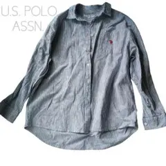 U.S. POLO ASSN. ストライプ長袖シャツ Fサイズ