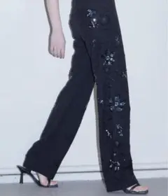 1点物　古着　ヴィンテージ　ビジュー　パンツ　スラックス　ブラック　黒