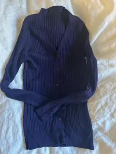 N. ダークパープル リブ編みカーディガン