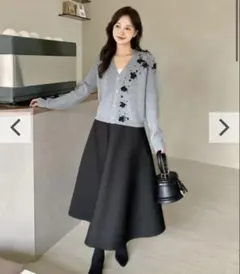 A LINE BONDING SKIRT LONG