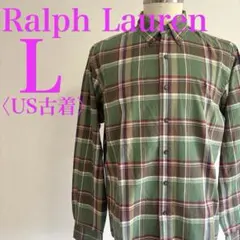 ラルフローレン ボタンダウン 長袖シャツ ワンポイントロゴ チェック US古着
