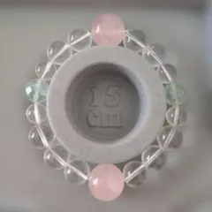 愛・自己肯定感　水晶ローズクォーツフローライトブレスレット内径15.5cm