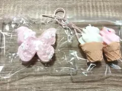 キラキラ　蝶　アイスクリーム　ピンク　2個セット　まとめ売り　海外スクイーズ
