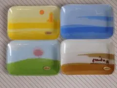 MIKASA ガラスプレート 4枚セット 風景柄 皿