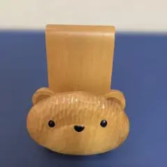 木製クマ顔　スマホ置き台