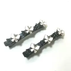 ３連ヘアクリップ 2個セット バタフライ ホワイト 編込み風　簡単アレンジ　韓国