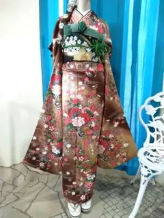 ⭐︎syuu⭐︎振袖フルセット　正絹　成人式　卒業式【80】 Amazon.co.jp: 成人式 振袖 フルセット 正絹 紺色 椿 : おもちゃ