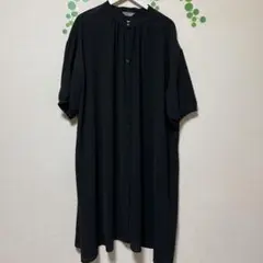 BLUE STRIVE 半袖シャツワンピース 黒 4L ロングワンピース