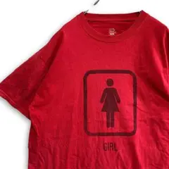 BKOO ネタ Tシャツ 古着 赤 ピクトグラム 女性 トイレ セクシー マーク