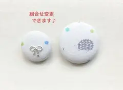 くるみボタン　ブローチ　ヘアゴム　ハリネズミ　リボン　メルヘン　No.762