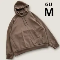 GU　ダブルフェイスビッグプルパーカ　ブラウン　ゆったりパーカー　長袖　M