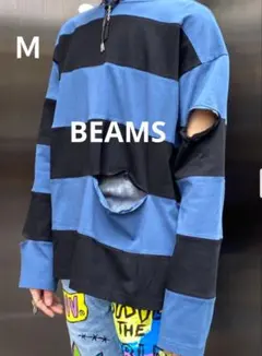 インターナショナル　BEAMS　パンク　ボーダー　カットソー　ダメージ　M