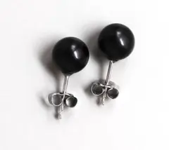 天然ジェット・オフタイムピアス 8mm <260417-2>