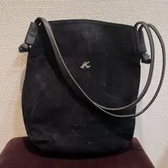 Kitamura トートバッグ ショルダー ブラック スウェード　レザー Kロゴ