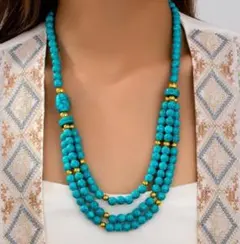 ターコイズブルー 3連ネックレス