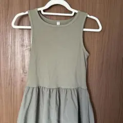 GU ノースリーブロングワンピース M オリーブグリーン