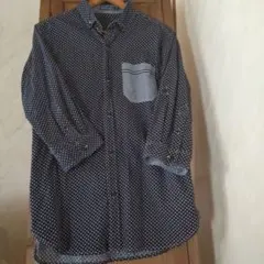 メンズ　カットソー　水玉　長袖　シャツ　綿