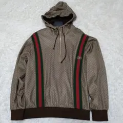 GUCCIグッチ正規GG柄シェリーラインゴールド金ロゴジップパーカージャケット GUCCIグッチ正規GG柄シェリーラインゴールド金ロゴジップパーカー