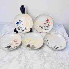【新品】たち吉 絵変わり 小鉢 5客セット 電子レンジ対応 花柄 磁器 日本製
