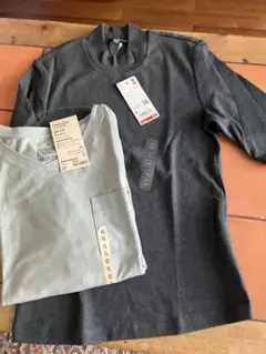 ユニクロ五分袖モックシャツと無印Tシャツセット