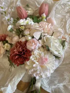 ウェディングブーケ 造花 ピンク系