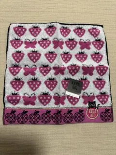 ANNA SUI いちご 蝶 猫　タオルハンカチ　ハンドタオル　ピンク　新品