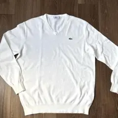 LACOSTE Vネック コットンニットセーター ホワイト サイズ3のサムネイル