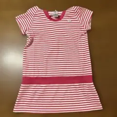 クライマライト フード付きTシャツ ピンクと白ストライプ　レディース