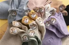 猫刺繍ソックス 10足セット お得な多色セット フリーサイズ