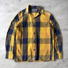 【名品図鑑】アベイシングエイプ ブロックチェックオープンカラーシャツ イエローのサムネイル