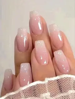 ネイルチップ ピンクグラデ ラメ 韓国 ちゅるん系 大人可愛い 量産型