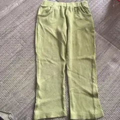 ライトグリーン リブ編みパンツ