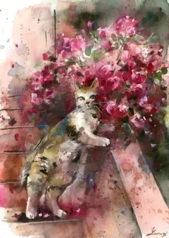 油彩画コッツウォルズの猫 油彩画コッツウォルズの猫 - メルカリ