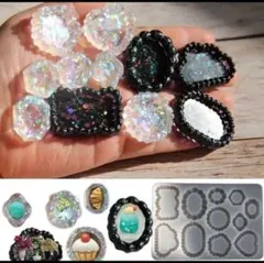 ハンドメイド用シリコンモールド☆多種模様 ハート丸楕円 他