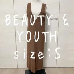 ダブルクロスミドルジャンパースカート　ワンピース　春　秋　冬　茶色　ブラウン　S