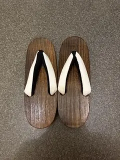 下駄 小判型 白黒鼻緒