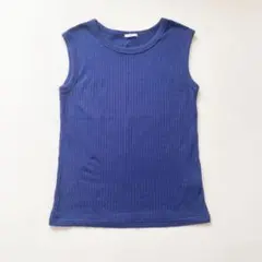 ノースリーブ カットソー トップス M 青　ブルー