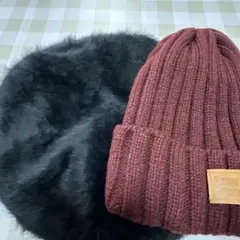 ニット帽 、ベレー帽の2点セット