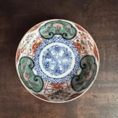 古伊万里 染付 色絵錦 金蘭手 花文皿 小皿 B