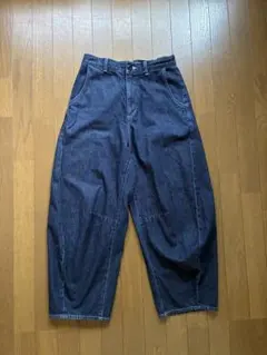 良品 Dulcamara デニム タックワイドパンツ 0 インディゴ ジーンズ 