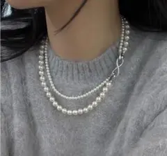 パール ２連 ネックレス 4way 8mm 冠婚葬祭 フォーマル 白 ホワイト