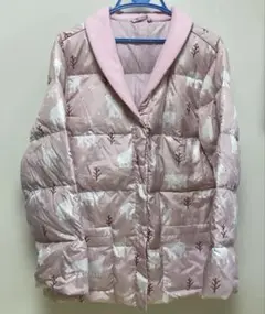 ルームウェア　レディース　羽毛　パジャマ　ピンク×白くま柄