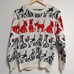 【最終値下】犬柄ニット　古着　日本製　愛犬家