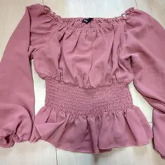 SHEIN ピンク オフショルダー ブラウス XS