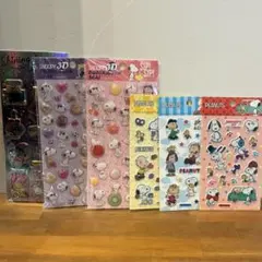 スヌーピー 3Dデコレーションシール ぷっくりシール　キラキラシール6枚セット